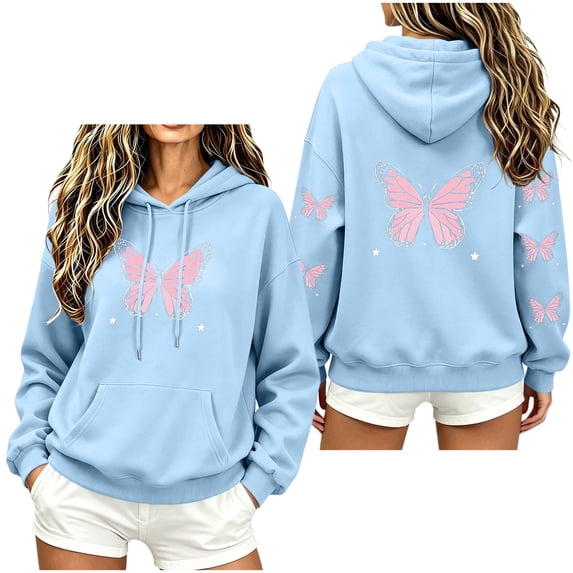 Hurxie Women's Graphic Hoodies Print Drawstring Long Sleeve Pocket Sweatshirt Pullover Tops