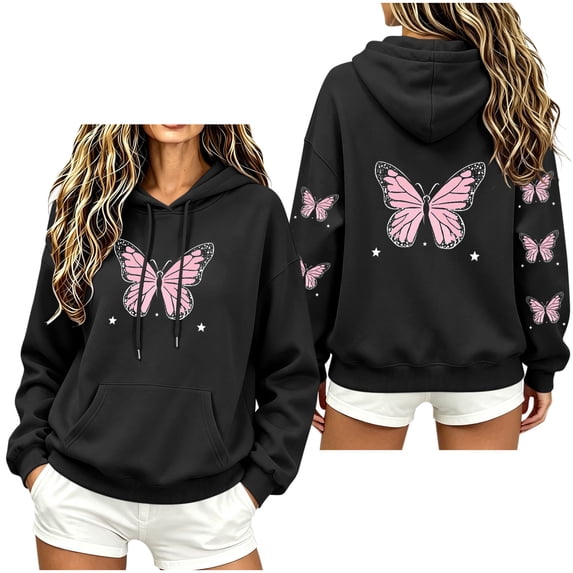 Hurxie Women's Graphic Hoodies Print Drawstring Long Sleeve Pocket Sweatshirt Pullover Tops
