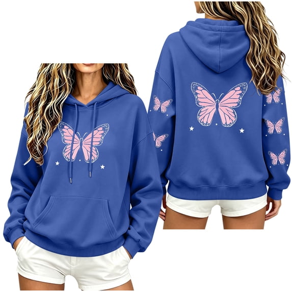 Hurxie Women's Graphic Hoodies Print Drawstring Long Sleeve Pocket Sweatshirt Pullover Tops