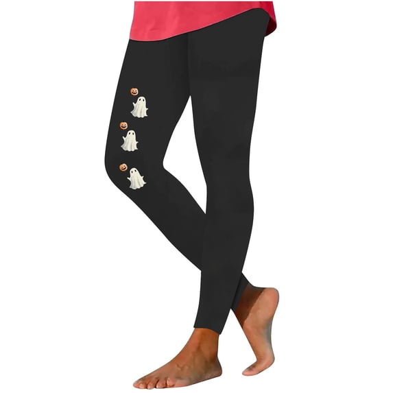 Hurxie Women's Halloween Spooky Season Print Graphic Leggings Cute Skinny Leg Pants