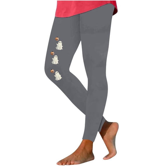 Hurxie Women's Halloween Spooky Season Print Graphic Leggings Cute Skinny Leg Pants