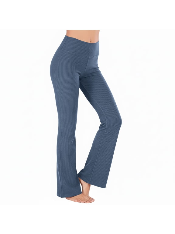 Women's High Waist Bootcut Yoga Pants Basic Tummy Control Workout Flared Navy,2XL