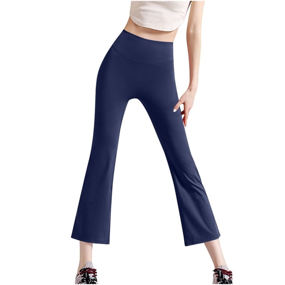 Hurxie Women's High Waist Flare Leggings Tummy Control Yoga Pants Navy S