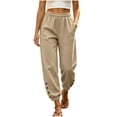 thumbnail image 1 of Hurxie Women's High Waisted Sweatpants Workout Active Joggers Pants Baggy Lounge Bottoms Khaki,L, 1 of 6