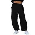 thumbnail image 1 of Hurxie Women’s Hiking Cargo Pants – Lightweight Wide Leg Outdoor Pants with Pockets, High Waisted Drawstring Streetwear Black,2XL, 1 of 7
