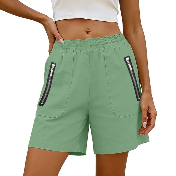 Hurxie Women's Hiking Cargo Shorts Quick Dry Lightweight Athletic Outdoor Shorts for Workout with Zipper Pockets Green,2XL
