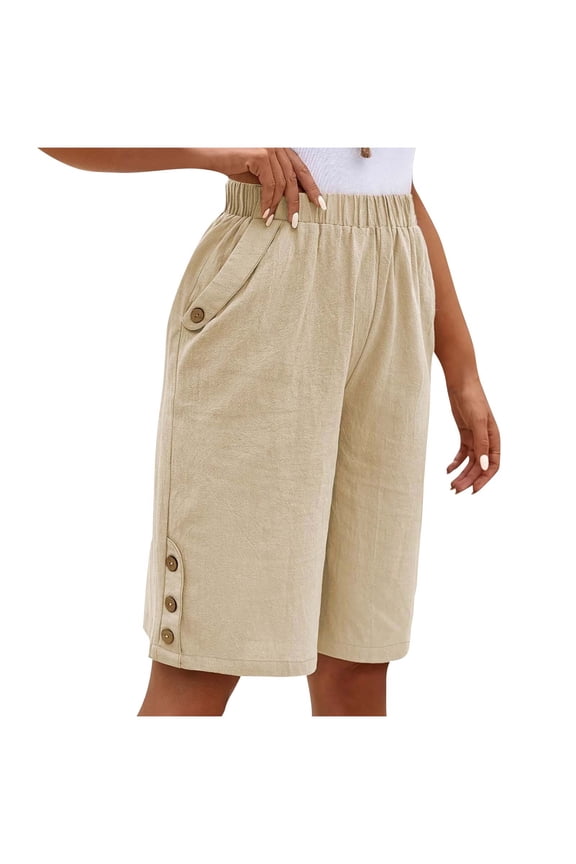 Women's Hiking Long Shorts Knee Length Lightweight Quick Dry Cargo Athletic Bermuda Beach Shorts with Pockets Khaki,2XL
