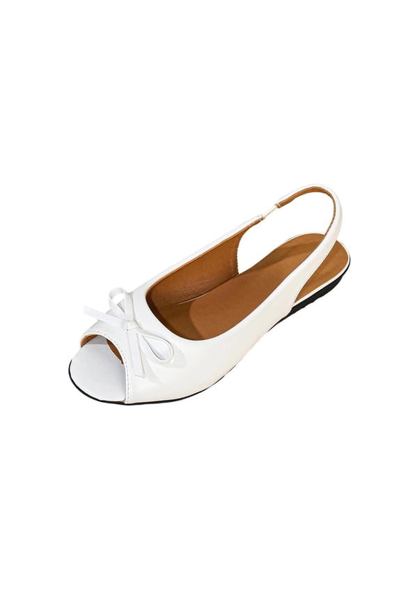 Women's Kitten Heel Pumps - Leather Peep Toe Bow Tie Formal Slip On Dress Shoes Spring Summer White 5.5