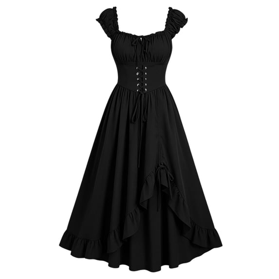 Hurxie Women's Layered Ruffle Hem Dress Sleeveless Ruched Asymmetrical Long Party Dresses