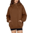 thumbnail image 1 of Hurxie Women's Lightweight Hoodies Full Zip Up Oversized Sweatshirts with Pockets Long Sleeve Thin Casual Hooded Jackets Brown,3XL, 1 of 6