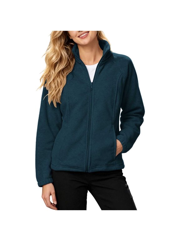 Women's Lightweight Jacket Full Zip Soft Fall Winter Coat Outwear with Zipper Pockets