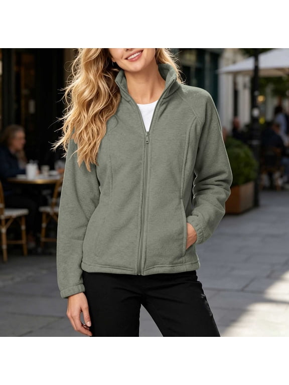 Women's Lightweight Jacket Full Zip Soft Fall Winter Coat Outwear with Zipper Pockets