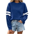 thumbnail image 1 of Hurxie Women's Lightweight Striped Sweatshirts Loose Basic Pullover Color Block Crew Neck Long Sleeve Sweatshirts for Casual Daily Wear, 1 of 7