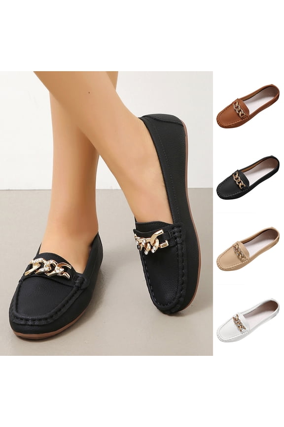 Women's Loafer Shoes, Comfortable Slip on Casual Flat Penny Shoes for Walking, Driving, Dressy Black 38