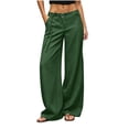 thumbnail image 1 of Hurxie Women's Low Rise Going Out Formal Dress Pants Wide Leg Work Slacks Pants Business Casual Outfits Trousers Green,S, 1 of 7