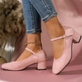 thumbnail image 1 of Hurxie Women's Mary Jane Pumps, Block Heel, Round Toe, Ankle Strap with Buckle,Office Church Dress Shoes Pink 43, 1 of 5