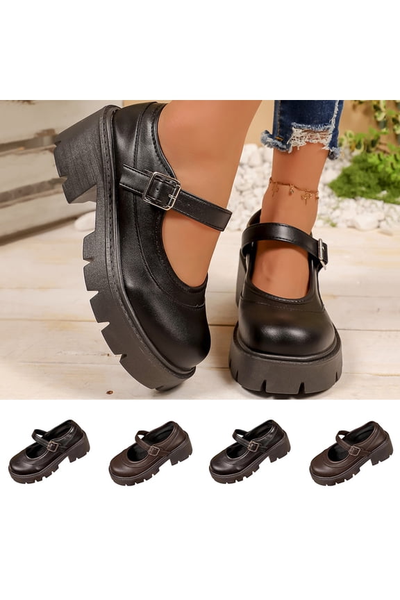 Women's Mary Janes Oxfords Dress Platform high Heels Loafers Shoes for Office Lady Black 41