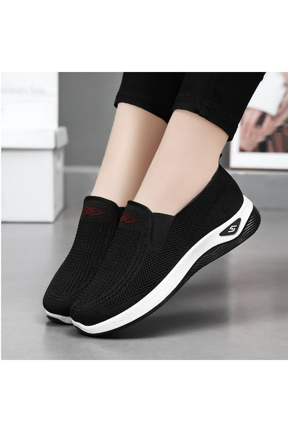 Women's Mesh-Comfortable Athletic Walking Shoes Slip On Casual Sneakers Black 39