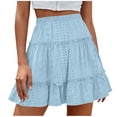 thumbnail image 1 of Hurxie Women's Mini Skirts for Women High Waist Ruffle Skirt Smock Eyelet Solid A Line Summer Party Beach Short Skort Light Blue,XL, 1 of 5