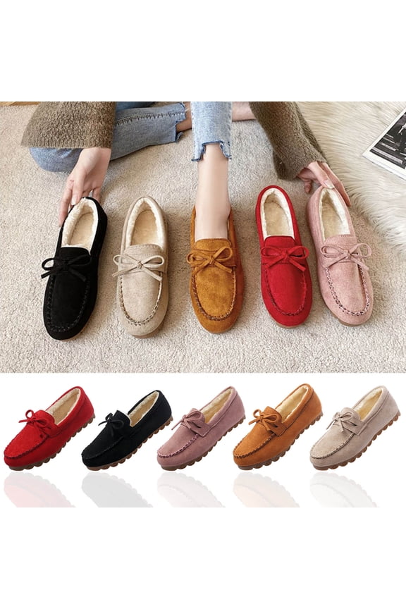 Women's Moccasins House Slippers Memory Foam Indoor Outdoor Ladies Shoes Black 43