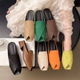 thumbnail image 1 of Hurxie Women's Mules Block Kitten Heels Closed Square Toe Slip On Slingback Casual Dress Shoes Beige 38, 1 of 7