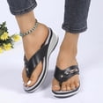 thumbnail image 1 of Hurxie Women's PU Leather Outdoor Thong Sandals Open Toe Gym Wedges Sandals Flip Flops Black 38, 1 of 6