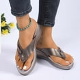 thumbnail image 1 of Hurxie Women's PU Leather Outdoor Thong Sandals Open Toe Gym Wedges Sandals Flip Flops Gray 41, 1 of 6