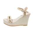 thumbnail image 1 of Hurxie Women's Platform Sandals Wedge Ankle Strap Open Toe Sandals Beige 9, 1 of 8
