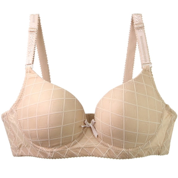 Hurxie Women's Push Up Padded Bra Seamless T-Shirt Underwire Bra Add One Cup Beige,80C