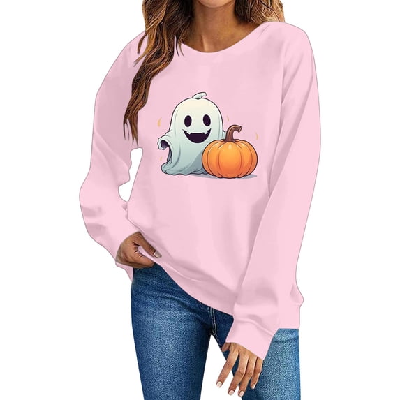 Hurxie Women's Retro Halloween Crewneck Sweatshirt Graphic Casual Fall Top
