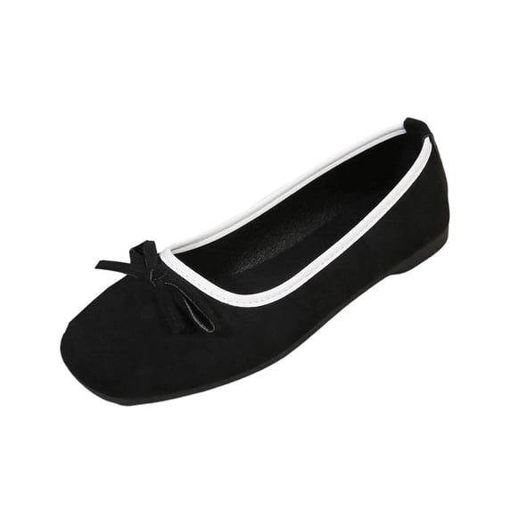 Hurxie Women's Round Toe Ballet Flats Comfortable Bow Dressy Flats Shoes for Women Black
