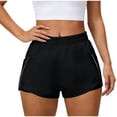 thumbnail image 1 of Hurxie Women's Running Shorts with Zipper Pockets, Mid-Waisted Quick Dry Athletic Workout Sport Short Black,S, 1 of 6