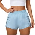 thumbnail image 1 of Hurxie Women's Running Shorts with Zipper Pockets, Mid-Waisted Quick Dry Athletic Workout Sport Short Light Blue,XL, 1 of 6