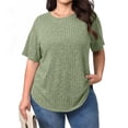thumbnail image 1 of Hurxie Women's Short Sleeve Crew Neck Knit Pullover Sweater Green XL, 1 of 5