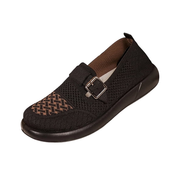 Hurxie Women's Slip-on Loafers Sneakers Mesh Breathable Elastic Casual Comfortable Fashion Work Shoes Black 9