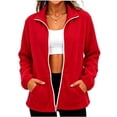 thumbnail image 1 of Hurxie Women's Soft Fleece Jacket Lightweight Full Zip Sweatshirts Coat Casual Winter Warm Sweaters with Pockets Red,XL, 1 of 5