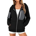 thumbnail image 1 of Hurxie Women's Spring Zip Up Y2K Hoodies Casual Long Sleeve Sweatshirts Fall Winter Track Jackets with Pockets Black,XL, 1 of 7