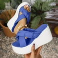 thumbnail image 1 of Hurxie Women's Suede Platform Wedge Heel Slide Sandals Round Open Toe One Strap Slip-On Heeled Sandals Stylish Comfortable Daily Casual Summer Slippers Blue 41, 1 of 6