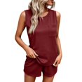 thumbnail image 1 of Hurxie Women's Summer 2 Piece Outfits Sleeveless High Low Spilt Hem Tank Top Biker Shorts Sets Lounge Set Tracksuit Wine,XL, 1 of 6