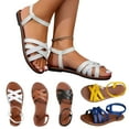 thumbnail image 1 of Hurxie Women's Summer Strappy Flat Sandals, Adjustable Casual Fisherman Sandal with Open Toe Slingback Gladiator Sandals White 36, 1 of 6