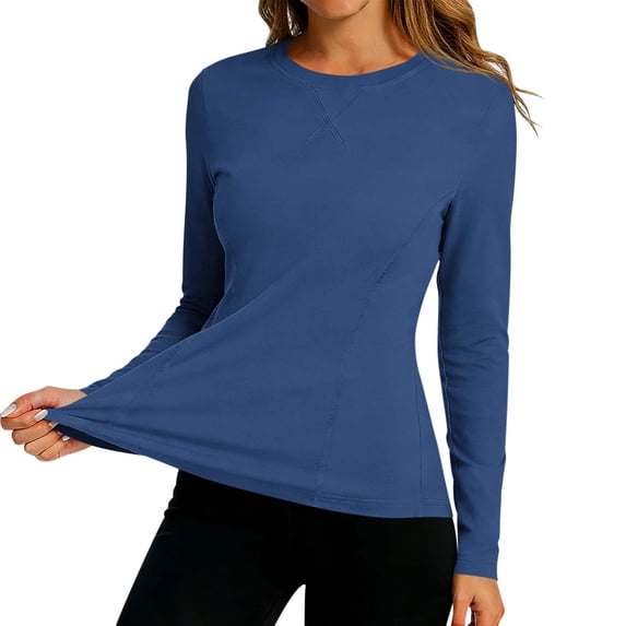 Hurxie Women's Sun Protection Long Sleeve Shirts, UPF 50+ UV Rash Guard Swim Shirt, Workout Hiking Running Athletic Tops Navy,M