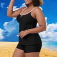 thumbnail image 1 of Hurxie Women's Swimsuit Tankini Tummy Control Bathing Suits Two Piece Full Coverage Plus Size Swim Suits with High Waisted Bottom Black ,5XL, 1 of 6