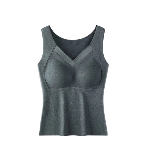 Hurxie Women's Tank Tops Sleeveless Underwear Camisole Base with Built in Bra,1 Piece Gray ,M