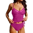 thumbnail image 1 of Hurxie Women's Tankini Sets Two Piece Swimsuit V Neck Crisscross Adjustable Double Straps Ruched Mid Rise Hot Pink,M, 1 of 6