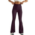 thumbnail image 1 of Hurxie Women's Trendy Stretchy Flare Jeans Mid Rise Bootcut Curvy Denim Pants Wine L, 1 of 7