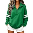 thumbnail image 1 of Hurxie Women's Varsity Striped Sweatshirt Oversized Lightweight Knit Pullover Drop Shoulder Crew Neck Long Sleeve Casual Sweatshirts, 1 of 6