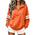 thumbnail image 1 of Hurxie Women's Varsity Striped Sweatshirt Oversized Lightweight Knit Pullover Drop Shoulder Crew Neck Long Sleeve Casual Sweatshirts, 1 of 6