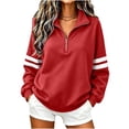 thumbnail image 1 of Hurxie Women's Varsity Striped Sweatshirt Oversized Lightweight Knit Pullover Drop Shoulder Crew Neck Long Sleeve Casual Sweatshirts, 1 of 6