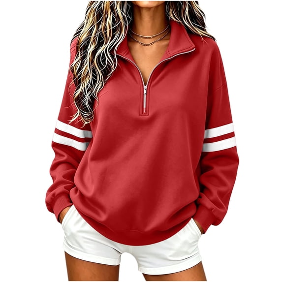 Hurxie Women's Varsity Striped Sweatshirt Oversized Lightweight Knit Pullover Drop Shoulder Crew Neck Long Sleeve Casual Sweatshirts