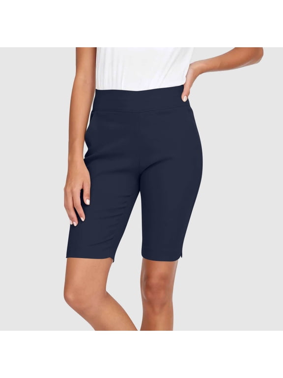 Women’s Walking Pants with Tummy Control, Pull-On Stretch Travel Pants with Pockets for Everyday Wear Navy,S